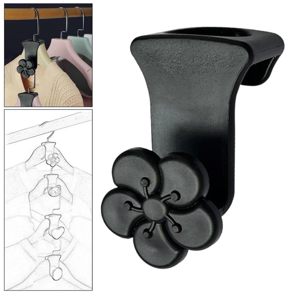 NEW 20 BLACK Clothes Hanger Connector Hooks Plastic Cascading Hanger Extend